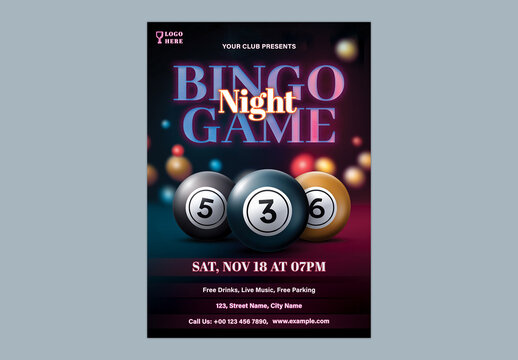 Exclusive Game Night Flyer with Chess Pieces and Dice for Board Game Event or Social Gathering, Editable Design.