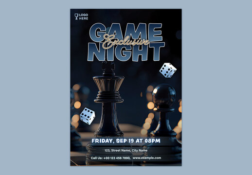 Play Night Flyer with Hands Holding Gamepad for Gaming Event or E-sports Tournament Promotion, Editable Design.