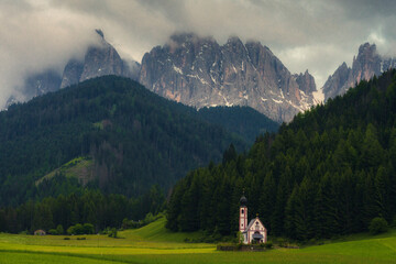 mountain landscape with a church