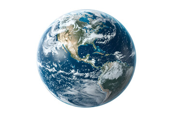 Realistic planet earth from space showing continents oceans and clouds detailed celestial body isolated on transparent background