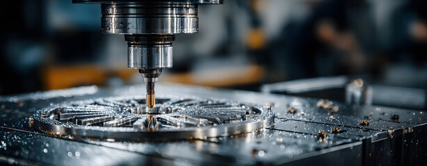 Precision cnc coordinate measuring machine inspecting metallic component