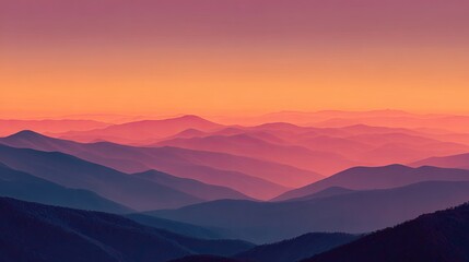 Mountain range at sunset, soft hues