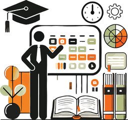Education Planning Schedule Teacher Student Books Calendar Clock