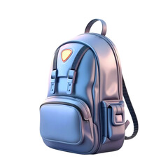 Fototapeta premium shiny blue school backpack with multiple side pockets, symbolizing modernity, practicality, durability, and futuristic style