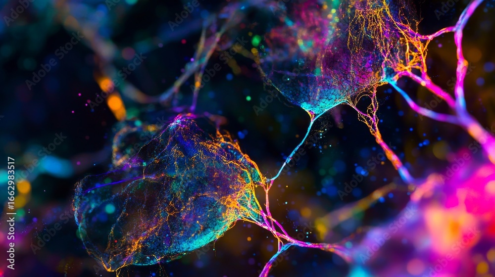 Sticker a vibrant exploration of neural connections. the image showcases a colorful network of neurons illum
