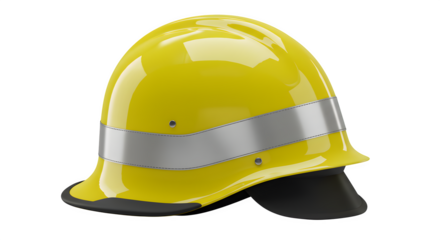 Bright yellow helmet glistens, reflecting light with its smooth surface. Ideal for safety equipment visuals, product promotion, or industrial design.