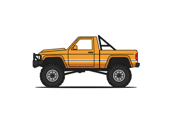 Pixel Art Classic Pickup Truck Side Profile on transparent background