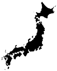 Detailed Silhouette Map of Japan Vector Illustration for Geographic Studies and Travel Destinations Across Asia and the Pacific Rim