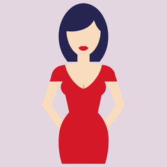 woman in red dress