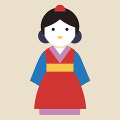 vector illustration of a girl in a red dress