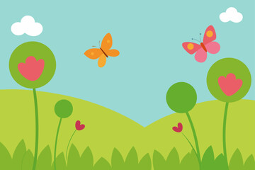 spring background with butterflies