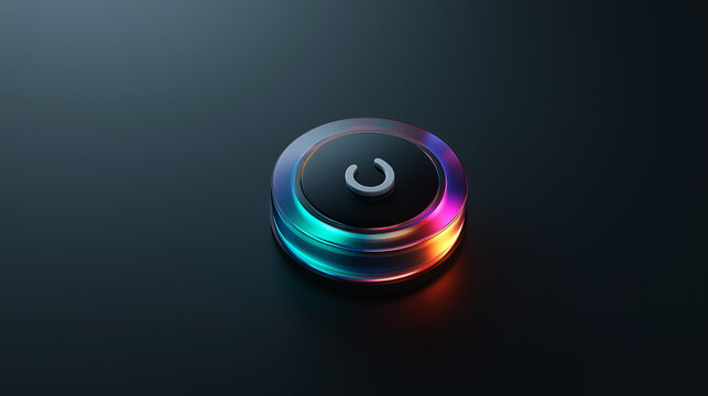 A power button icon is displayed on a black background, symbolizing activation, technology, and modern digital interface design.