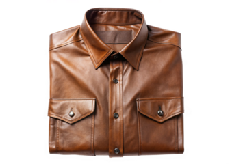 Leather button-down shirt isolated on white background