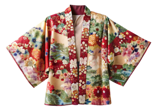Kimono-style jacket top isolated on white background