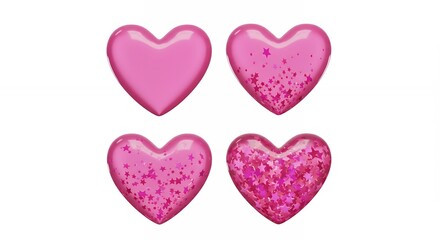 Fototapeta premium Pink hearts with glitter design graphic element