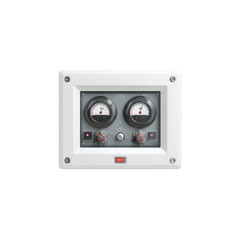 Obraz premium 3D Render of Industrial Control Panel with Gauges and Switches