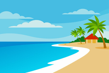 tropical beach with palm trees