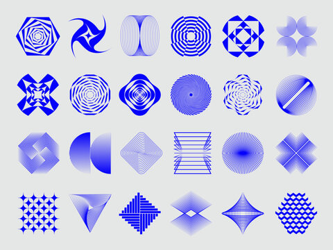 Abstract modern icons collection for your branding design. Minimalist geometric forms and patterns. 