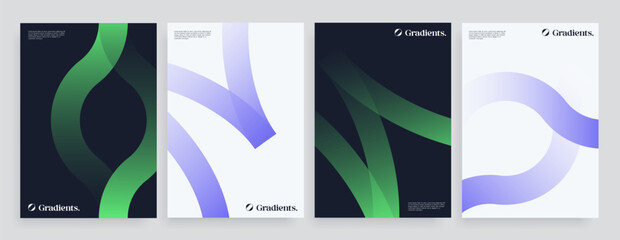 Minimal geometric posters set. Abstract vector design with gradient shapes.