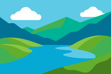 Obraz premium landscape with mountains and blue sky