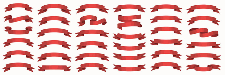 Collection of elegant red ribbon banners for graphic design projects and promotional material perfect for celebrations and vector illustration concepts