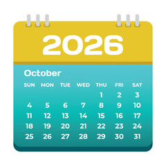 October 2026 Calendar Icon