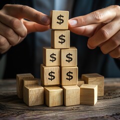 Hand held wooden alphabet blocks