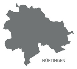 Nuertingen city map with boroughs grey illustration silhouette shape