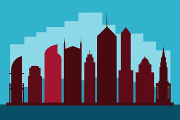 Obraz premium city skyline in red and black