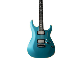 Naklejka premium Teal Electric Guitar: Musical Instrument Photography isolated on transparent background