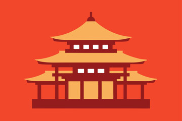 vector illustration of japanese temple
