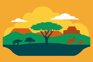 landscape with trees and mountains