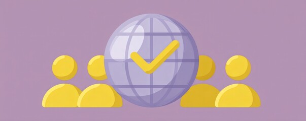 Global Consensus: Conceptual representation of the international agreement, a globe adorned with a check mark, symbolizes global unity and endorsement by group of people. 