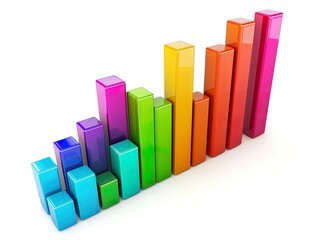 Business growth chart with upward arrow on white background