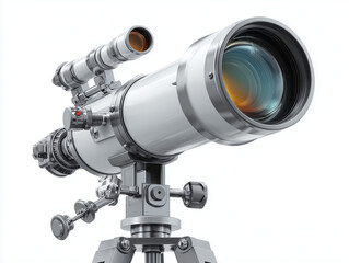 Modern Telescope Isolated on Pure White Background