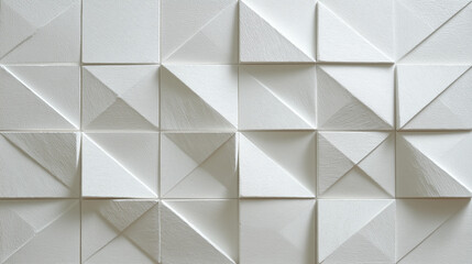 Abstract white geometric blocks with embossed surfaces, featuring layered shapes, minimal design, clean lines, subtle shadows, and modern architectural aesthetic.