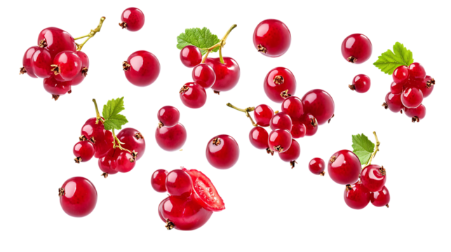 Redcurrant with half slices falling or floating png