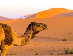 Desert camel at dawn