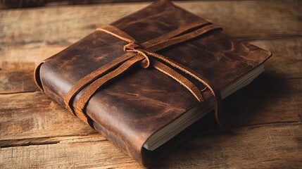 Old leather shoes on a wooden background