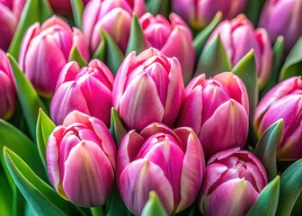 Obraz premium Close-up of fresh tulip bulbs with pink buds