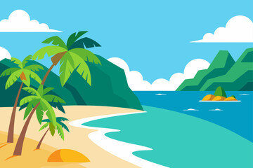 Obraz premium tropical beach with palm trees