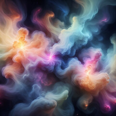 Obraz premium Vibrant cosmic nebula swirls with ethereal light, a breathtaking celestial ballet of color and energy, perfect for science and fantasy themes.