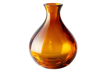 Elegant amber glass vase with reflective qualities for home decor and floral arrangements isolated on transparent background