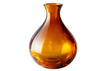 Elegant amber glass vase with reflective qualities for home decor and floral arrangements isolated on transparent background
