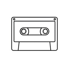 Fototapeta premium Minimalist Line Art of Compact Cassette Tape – Black and White Monochrome Vintage Audio Icon