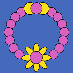 round frame with flowers