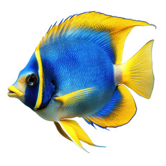 Naklejka premium Blue and yellow angelfish isolated on transparent background