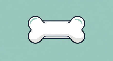 Fototapeta premium Flat vector icon of a bone-shaped candy on a blue-green background for pets, dogs, and treats