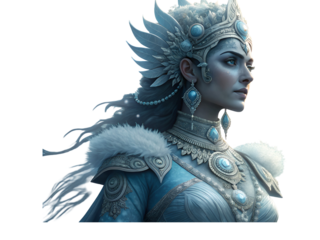 Regal woman adorned icy jewels ornate crown isolated on a transparent background image