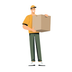 Friendly delivery man with a package.